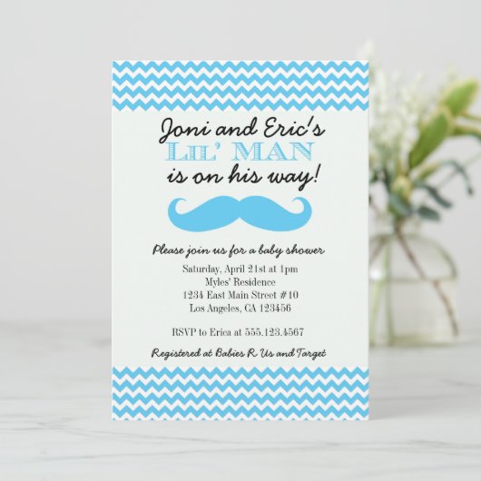 LIBaby shower Man uitnodigingen (Staand voorkant)