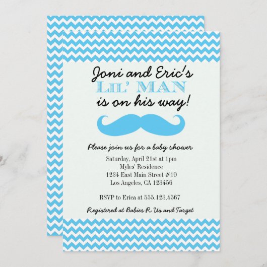 LIBaby shower Man uitnodigingen (Voorkant / Achterkant)