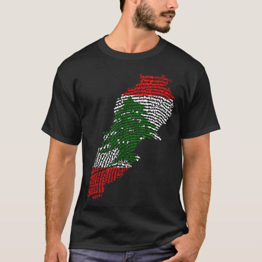Libanese Fingerprint Flag Support Protest Love Leb T-shirt (Voorkant)