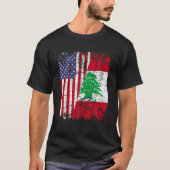 LIBANESE ROOTS Half Amerikaanse vlag LIBANON T Shi T-shirt (Voorkant)