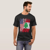 LIBANESE ROOTS Half Amerikaanse vlag LIBANON T Shi T-shirt (Voorkant volledig)