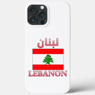 Libanese vlag ل ن ن Arabisch en Engels WordArt Coo iPhone 13 Pro Max Hoesje