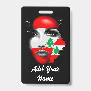 Libanese vlag en kaart op het gezicht van een meis badge