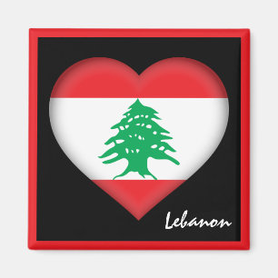 Libanese vlag en Libanees hartslag Libanon/sport Magneet