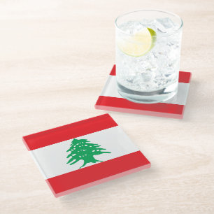 Libanese vlag glazen onderzetter