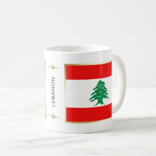 Libanese vlag + kaartMok Koffiemok