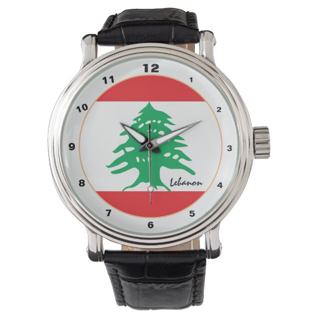Libanese vlag & Libanon trendy mode / design Horloge (Voorkant)