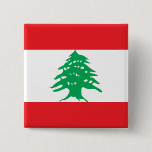 Libanese vlag vierkante button 5,1 cm