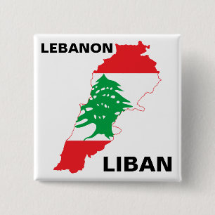 Libanese vlag vierkante button 5,1 cm