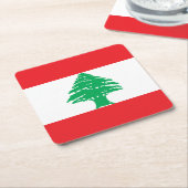 Libanese vlag vierkante kartonnen onderzetter (Schuin)