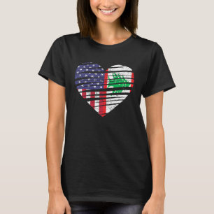 Libanon Amerikaans Geteeld Hart USA Patriottisch E T-shirt