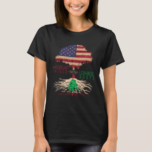Libanon en Amerika Vlag Verenigde Staten Roots Rac T-shirt