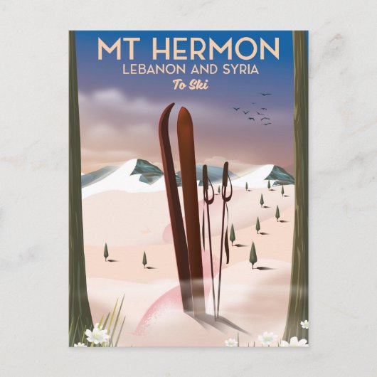 Libanon en Syrië Mt Hermon Ski Briefkaart (Voorkant)