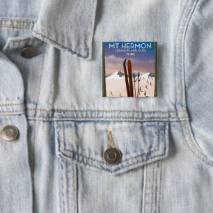 Libanon en Syrië Mt Hermon Ski Vierkante Button 5,1 Cm