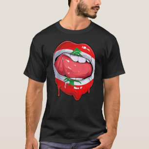Libanon Flag Mouth Voetbal Libanees T-shirt