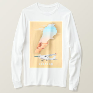 Libanon geïllustreerd kaartreisposter t-shirt