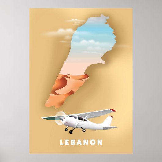 Libanon geïllustreerde kaart poster (Voorkant)