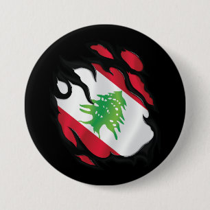 Libanon Geripte vlag Ronde Button 7,6 Cm
