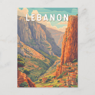 Libanon Illustratie Reis Kunst Vintage Briefkaart