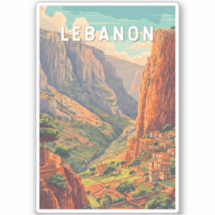 Libanon Illustratie Reis Kunst Vintage Sticker