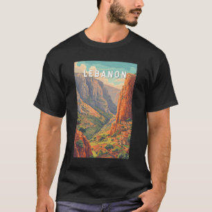 Libanon Illustratie Reis Kunst Vintage T-shirt
