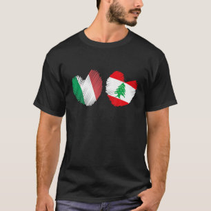 Libanon Italië Hart Italiaanse vlag Libanese vlag  T-shirt