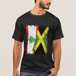 Libanon Jamaica Halve Vlag Libanese Jamaicaanse Er T-shirt