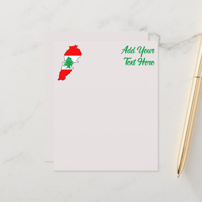 Libanon kaart met vlag (Voorkant / Achterkant in situ)