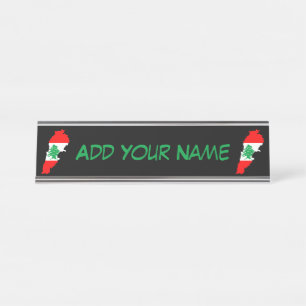 Libanon kaart met vlag bureau naambordje