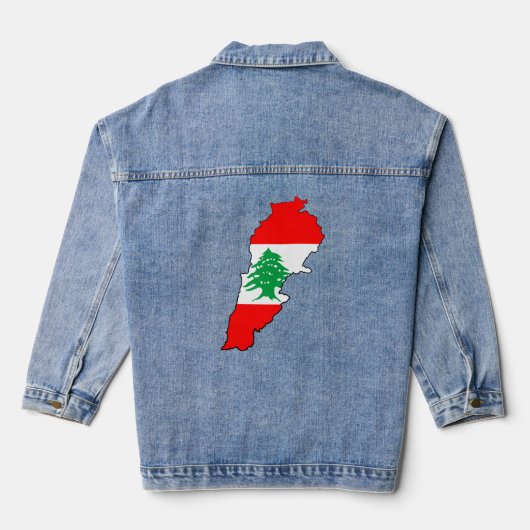 Libanon kaart met vlag denim jacket (Achterkant)