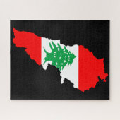 Libanon kaart met vlag legpuzzel (Horizontaal)
