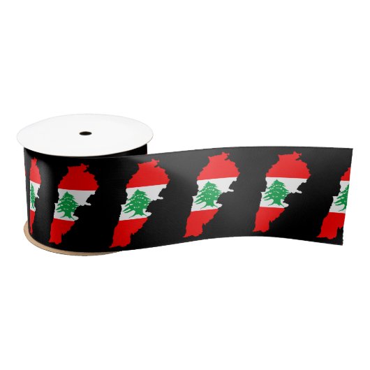 Libanon kaart met vlag lint (Spoel)