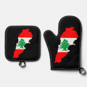 Libanon kaart met vlag ovenwant & pannenlap set (Voorkant)