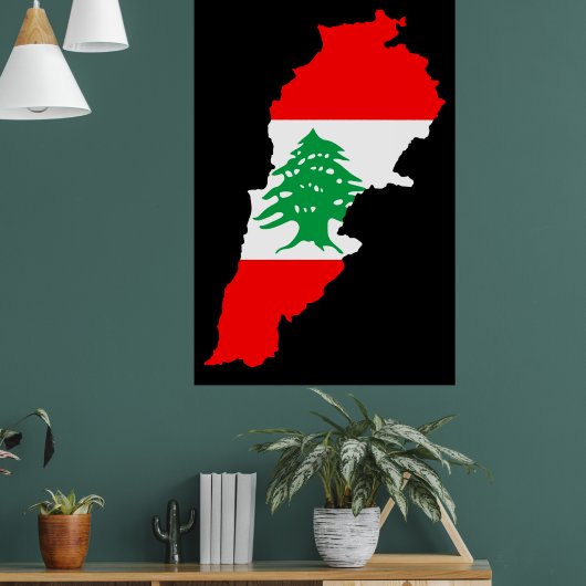 Libanon kaart met vlag poster (Woonkamer 1)