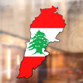 Libanon kaart met vlag raamsticker (Vel 2)