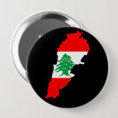 Libanon kaart met vlag ronde button 4,0 cm (Voorkant /achterkant)