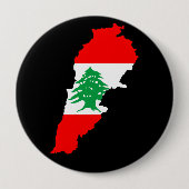 Libanon kaart met vlag ronde button 4,0 cm (Voorkant)