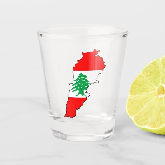 Libanon kaart met vlag shot glas (Voorkant)