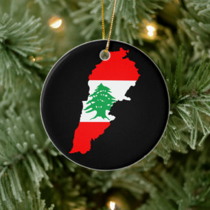 Libanon Kaart met Vlag Stenen Magneet Keramisch Ornament