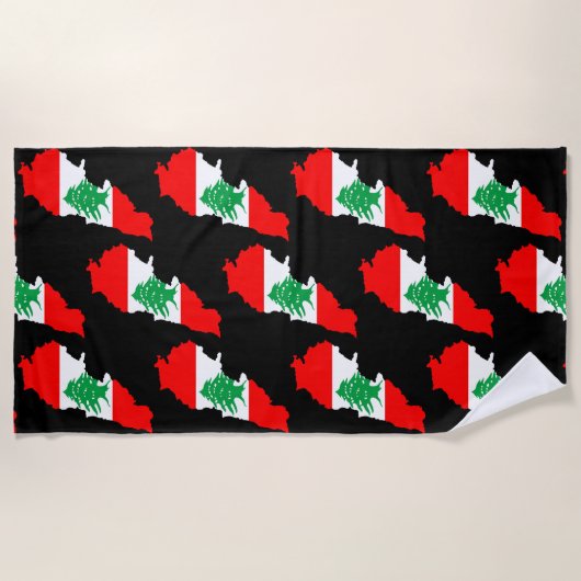Libanon kaart met vlag strandlaken (Voorkant)