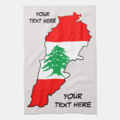 Libanon kaart met vlag theedoek (Verticaal)