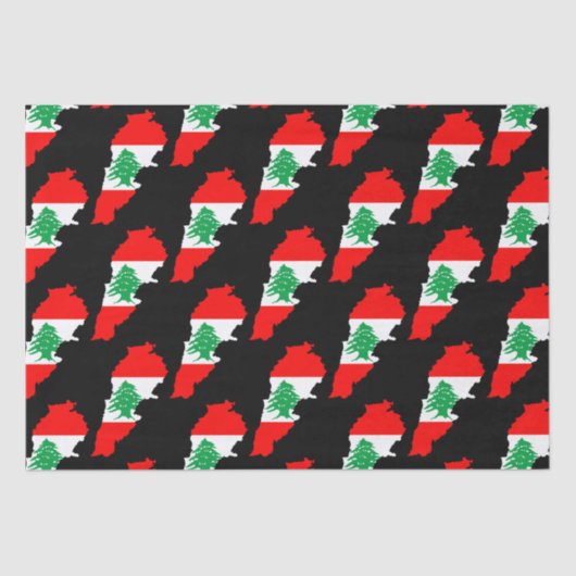 Libanon kaart met vlag tissuepapier (Voorkant)