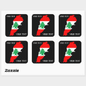 Libanon kaart met vlag vierkante sticker (Vel)