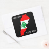 Libanon kaart met vlag vierkante sticker (Envelop)