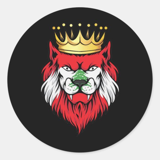 Libanon Lion King Flag Ronde Sticker (Voorkant)