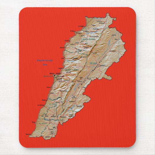 Libanon Map Mousepad Muismat (Voorkant)
