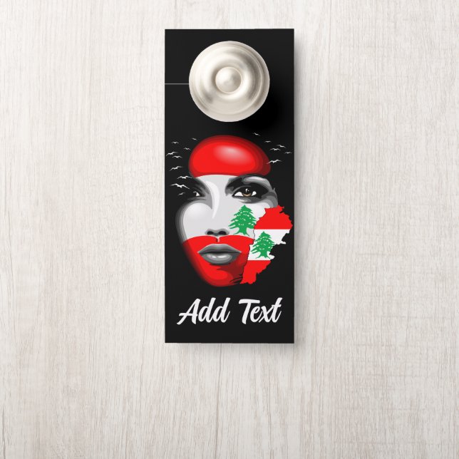 Libanon Vlag en Kaart op het gezicht van het meisj (Op knop)