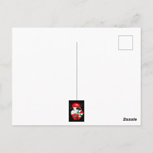 Libanon Vlag en Kaart op het gezicht van het meisj (Achterkant)