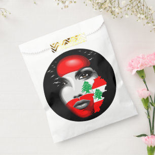 Libanon Vlag en Kaart op het gezicht van het meisj Bedankzakje