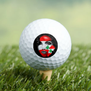 Libanon Vlag en Kaart op het gezicht van het meisj Golfballen